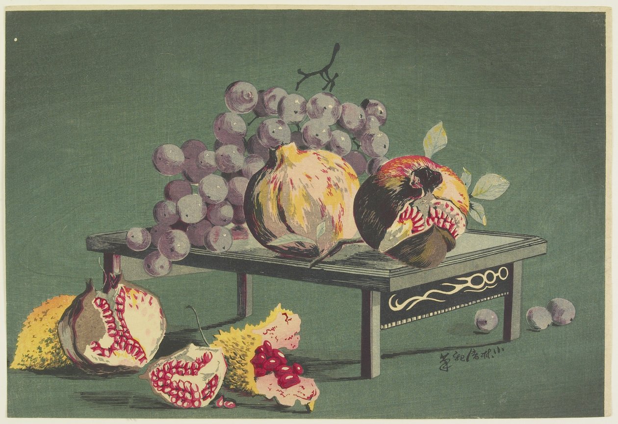 Granaattiomena ja viinirypäleet, 1879-1881 tekijältä Kobayashi Kiyochika