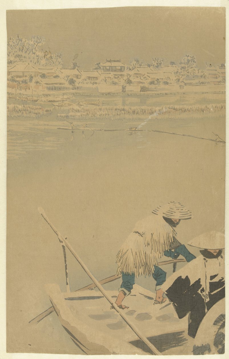 Hämärää lunta Matsuchiyamassa Uusia kasvoja Tokion kuuluisissa paikoissa (sarjan nimi) Tokyo meisho shinkei no uchi (sarjan nimi) tekijältä Kobayashi Kiyochika