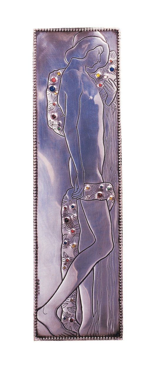 A Wiener Werkstatte Single Bed -paneeli, n. 1904 (metalli) tekijältä Koloman Moser
