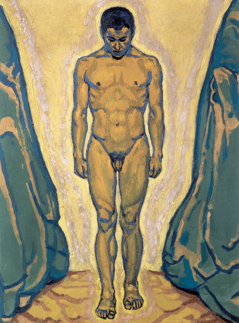 Stehender Jüngling - Seisova nuori mies ... (öljy kankaalle) tekijältä Koloman Moser