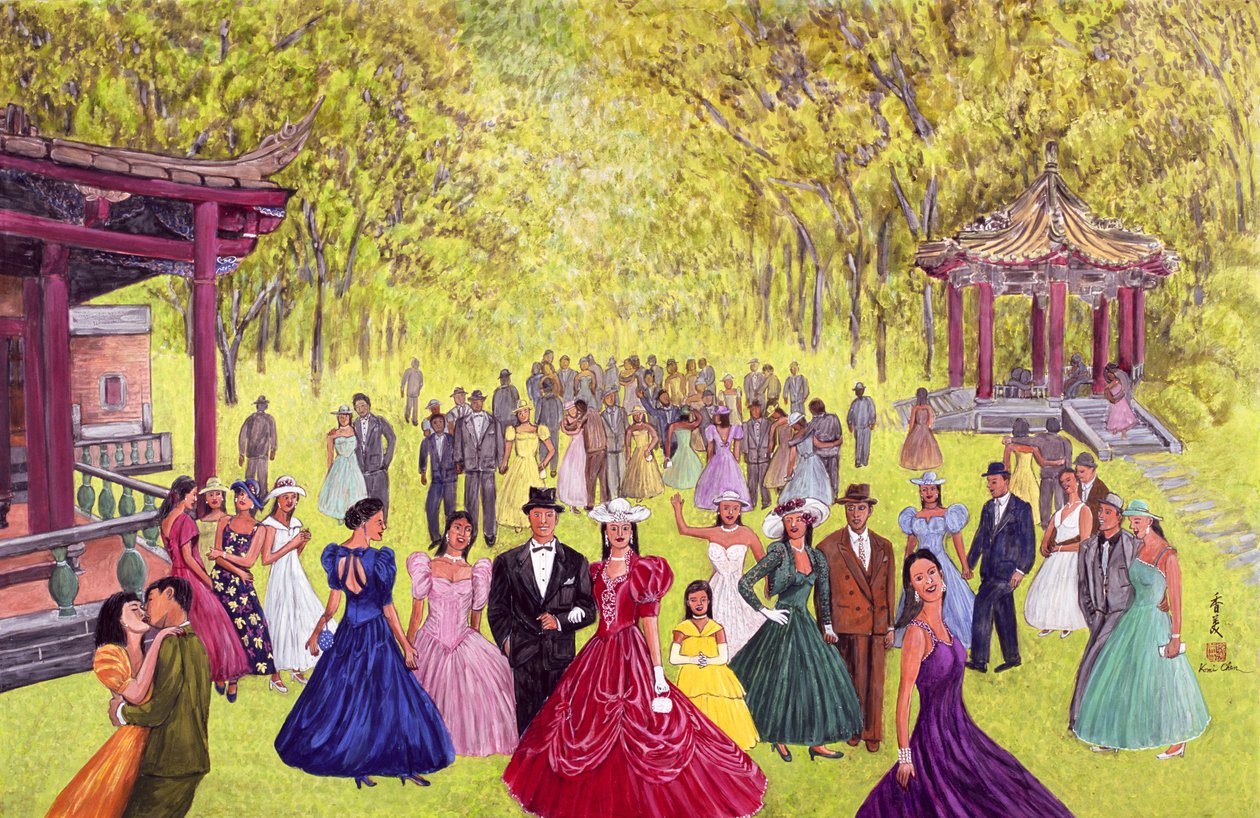 Elegant Garden Ball, 1996 (guassi riisipaperille) tekijältä Komi Chen