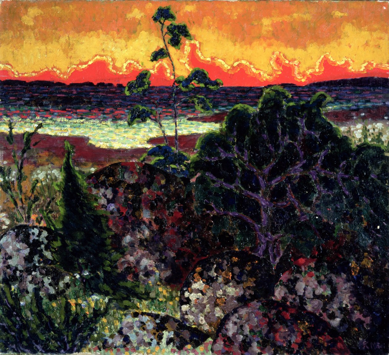 Maisema punaisen pilven kanssa, 1913-14 tekijältä Konrad Magi