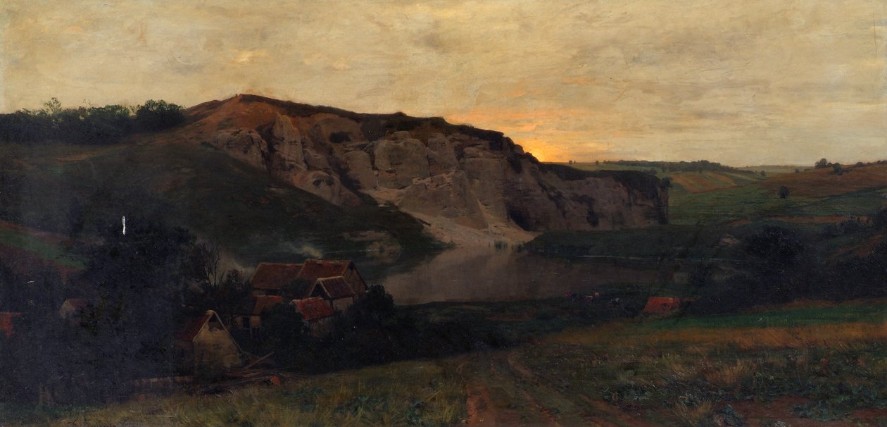 Kallioinen maisema lampineen tekijältä Konrad Ludwig Lessing