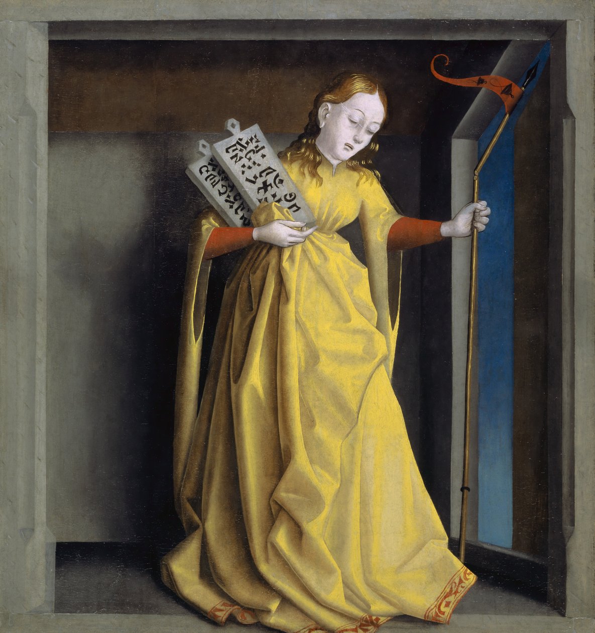 Synagoga Heilspiegelin alttaritaulusta, noin 1435 (sekatekniikka tammipaneelille). tekijältä Konrad Witz