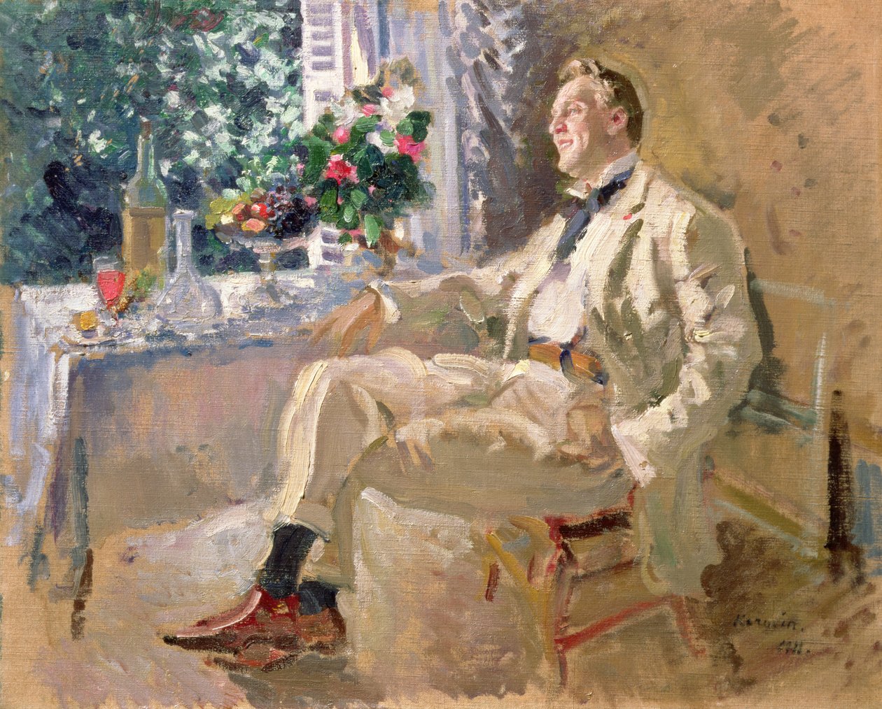 Oopperalaulaja Feodor Ivanovitš Chaliapinin (1873-1938) muotokuva 1911 tekijältä Konstantin Alekseevich Korovin