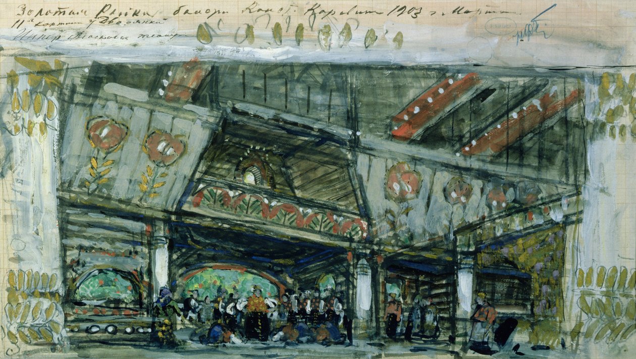 Luonnos baletille "Kultakala", Ludwig Minkus (1826-1917), 1903 tekijältä Konstantin Alekseevich Korovin