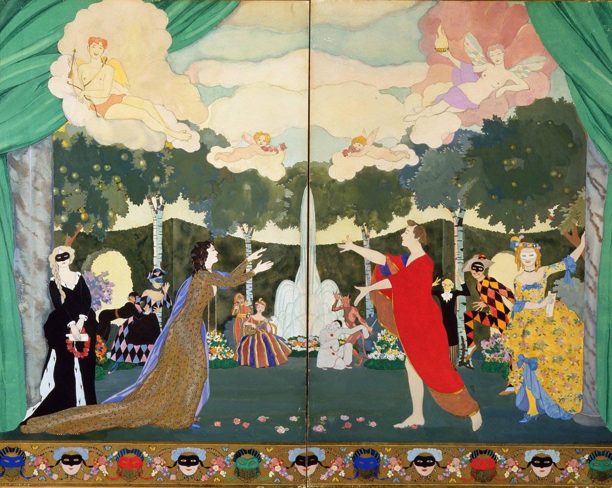 Verhosuunnittelu Moskovan vapaalle teatterille, 1913 tekijältä Konstantin Andreevic Somov