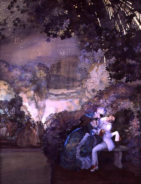 Ilotulitus, 1910 (wc ja guassi kankaalle) tekijältä Konstantin Andreevic Somov