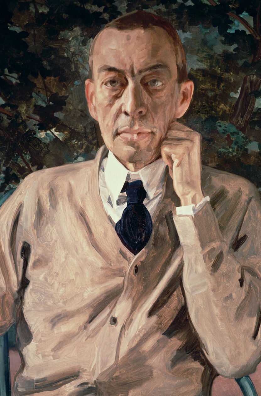 Muotokuva säveltäjästä Sergei Vasilievich Rahmaninov (1873-1943) 1925 tekijältä Konstantin Andreevic Somov