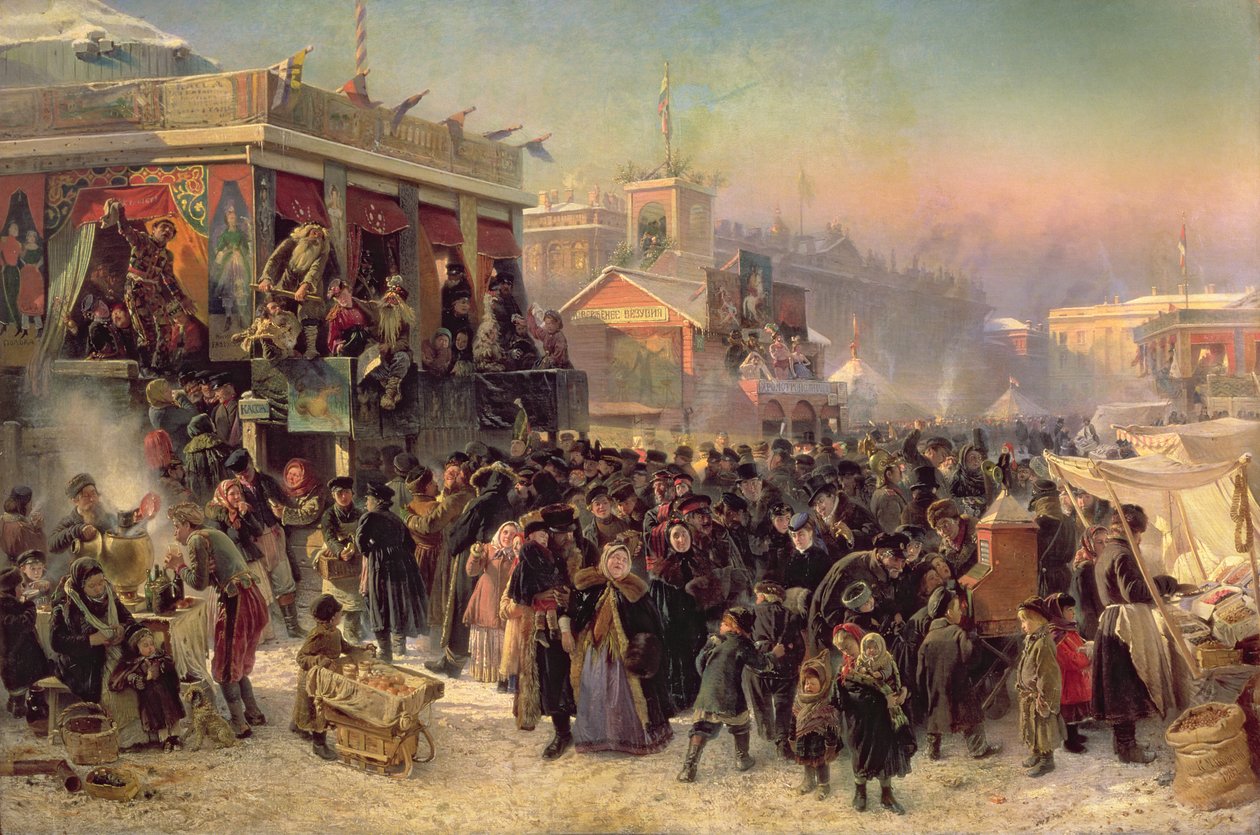 Fair Booths Admiralty Squarella, Pietari, 1869 tekijältä Konstantin Egorovich Makovsky