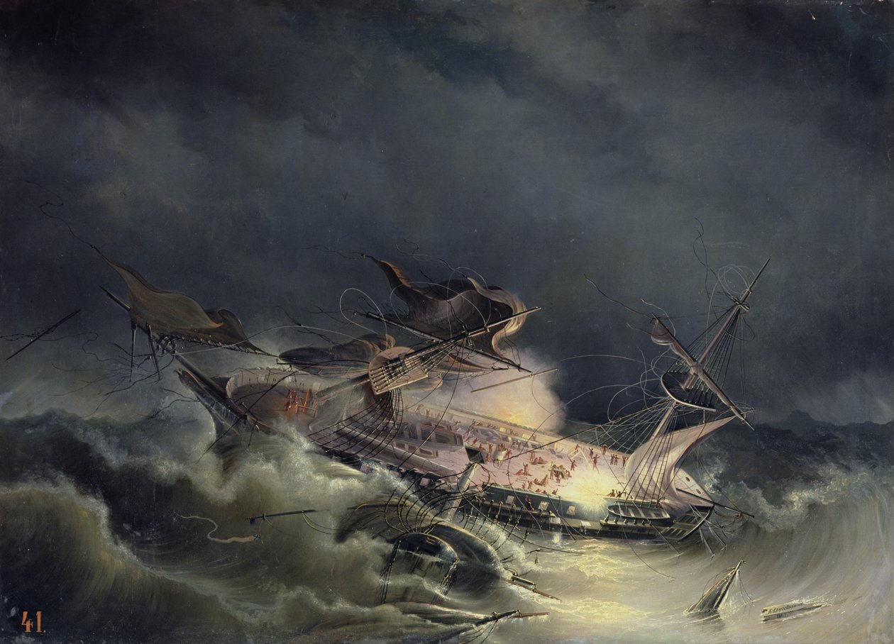Liner Ingermanlandin katastrofi Shagerrakessa lähellä Norjaa 30. elokuuta 1842 1843 tekijältä Konstantin Vassilyevich Krugovikhin