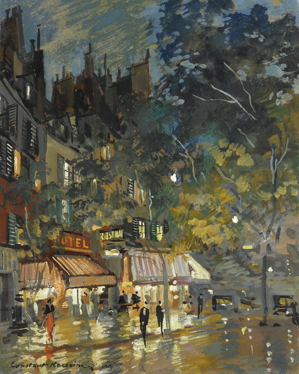 Kahvila Pariisissa yöllä, 1936 tekijältä Konstantin Alekseevich Korovin