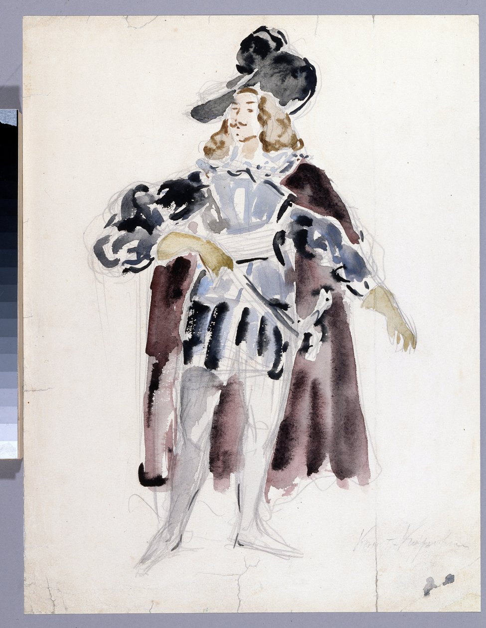 Pukusuunnittelu Alexandre Dargomyjskin (1813-1869) oopperaan "Le guest de pierre" (A. Dargomyzhskyn Oopperan Kivivieras pukusuunnittelu). Konstantin Aleksejevitš Korovin (Konstantin Korovin) (1861-1939) teos, akvarelli paperille tekijältä Konstantin Alekseevich Korovin