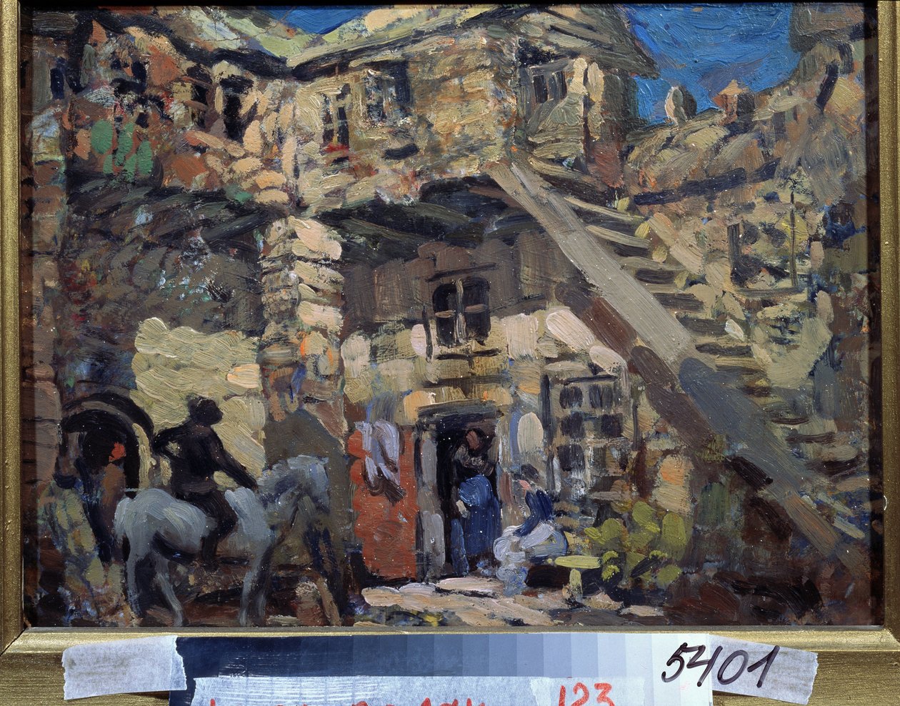 Lavastus Leon (tai Ludwig) Minkusin (1826-1917) baletille Don Quijote (L. Minkusin Don Quijote -baletin lavasuunnittelu). Konstantin Aleksejevitš Korovin (Konstantin Korovin) (1861-1939) työ, guassi pahvilleLavastus Leon (tai Ludwig) Minkusin (1826-1917) b tekijältä Konstantin Alekseevich Korovin