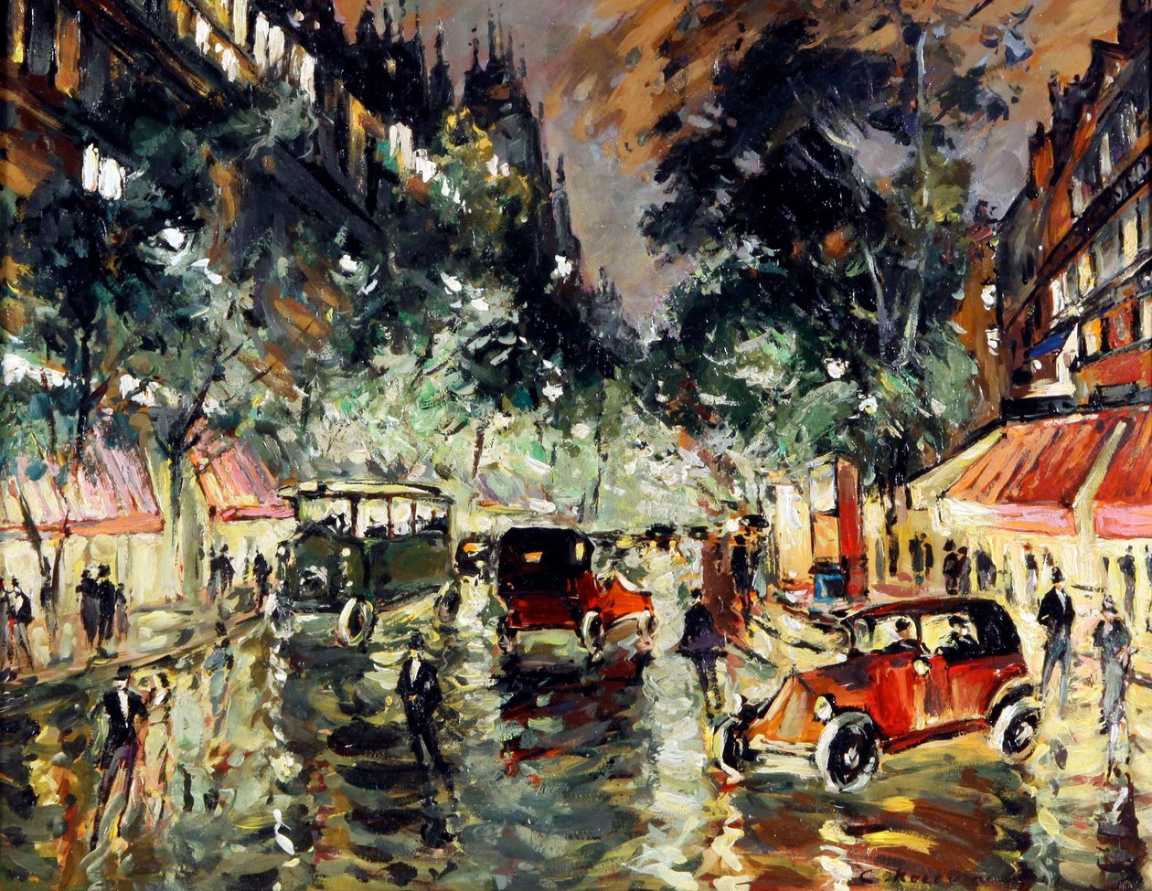 Rainy Night in Paris par Korovin, Konstantin Aleksejevitš (Konstantin Korovin) (1861-1939) tekijältä Konstantin Alekseevich Korovin