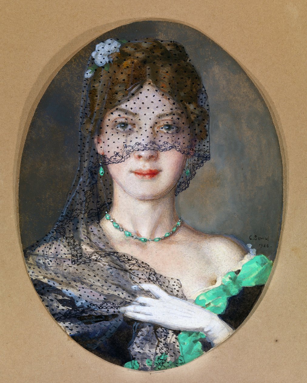 ""The Lady with the hunting"" (Manon Lescaut) 1928 tekijältä Konstantin Andreevic Somov
