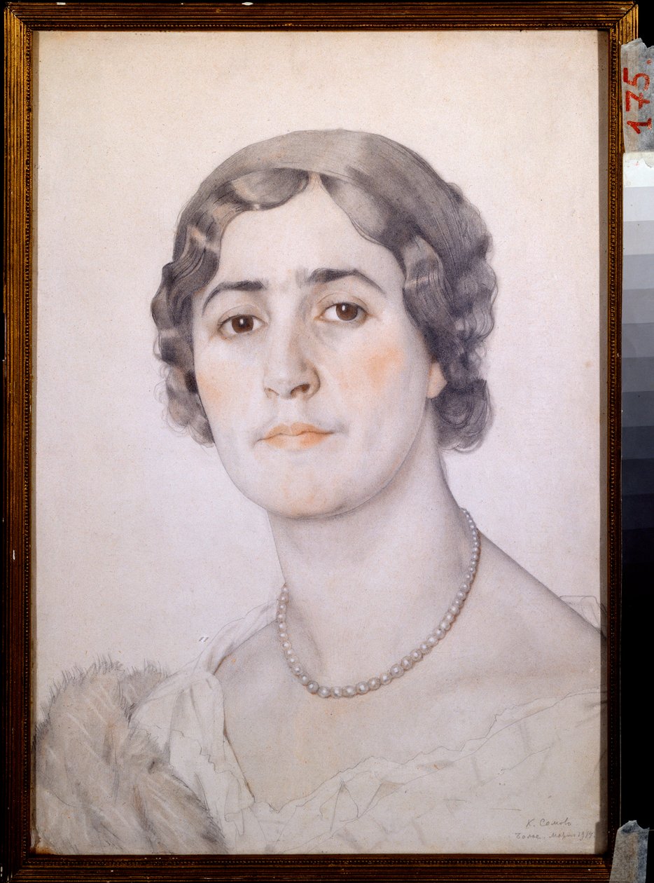 Näyttelijä D G Karyshevan (?) muotokuva (Näyttelijä D G Karyshevan muotokuva) - Konstantin (Konstantin) Andrejevitš Somovin (1869-1939) teos, akvarelli, sanguine ja pastelli paperille tekijältä Konstantin Andreevic Somov