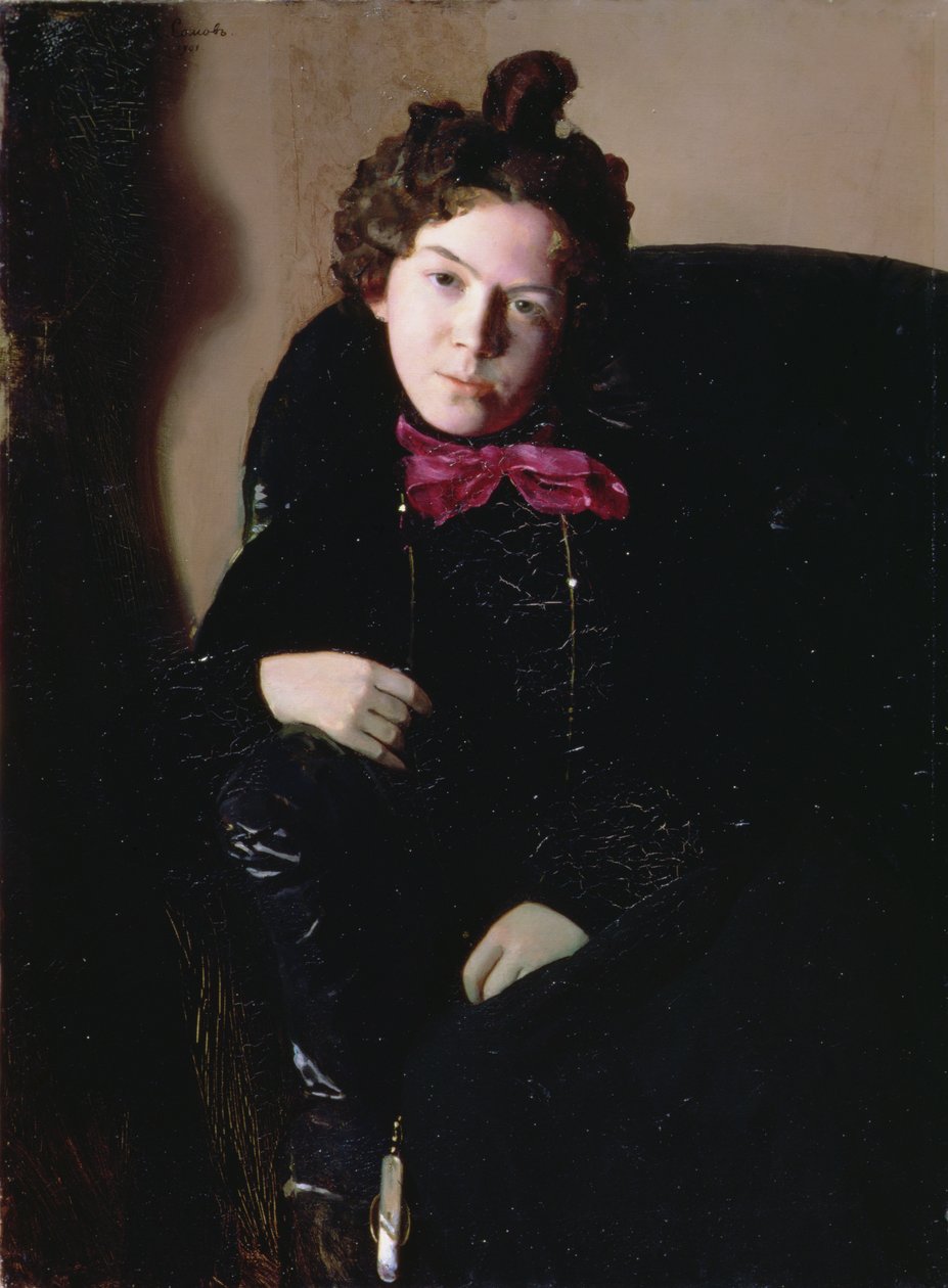 Anna Petrovna Ostroumova-Lebedevan (1871-1955) muotokuva 1901 (öljy kankaalle) tekijältä Konstantin Andreevic Somov