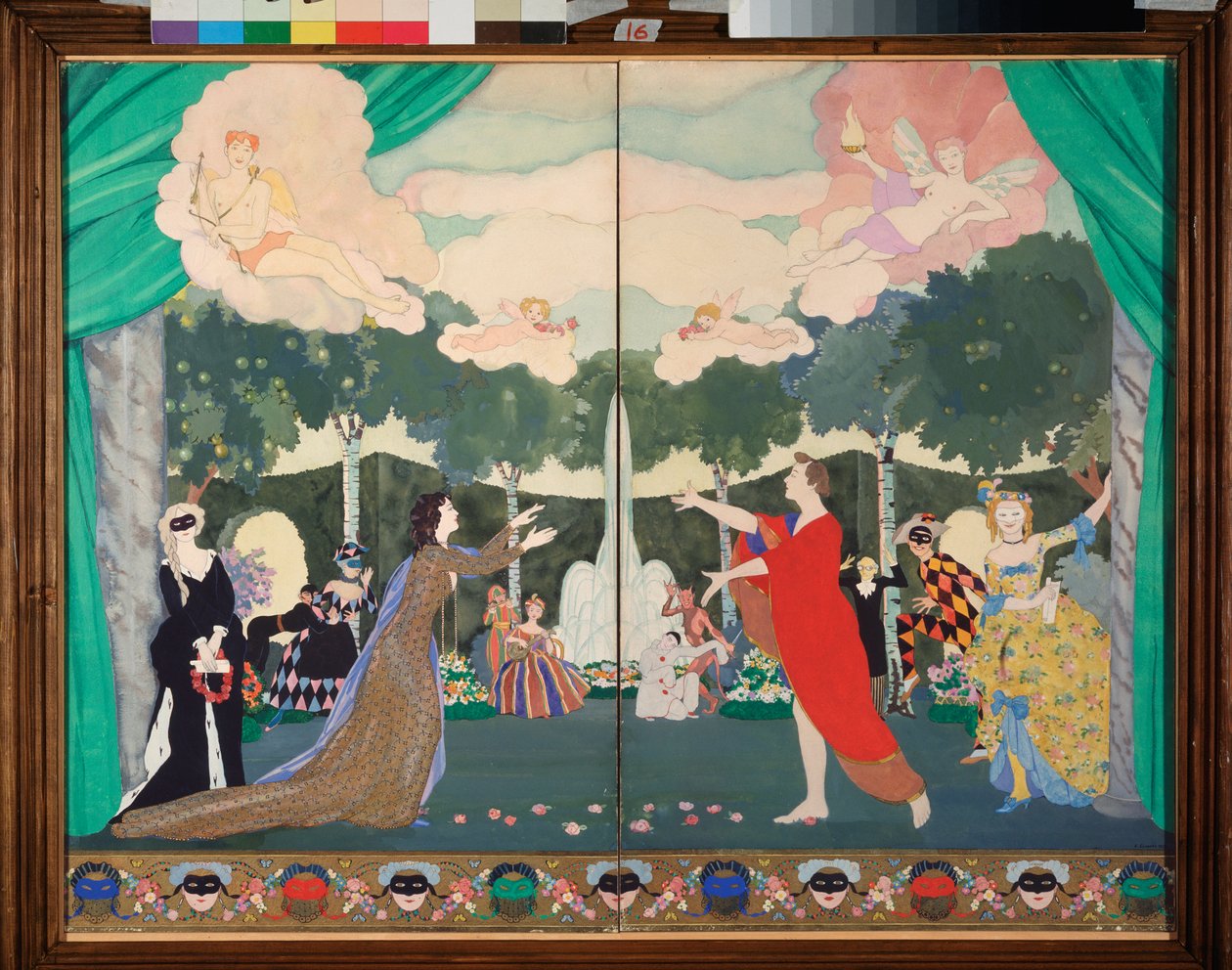 Verhosuunnittelu Moskovan vapaalle teatterille - Konstantin (Konstantin) Andrejevitš Somovin (1869-1939) teos, akvarelli paperille tekijältä Konstantin Andreevic Somov