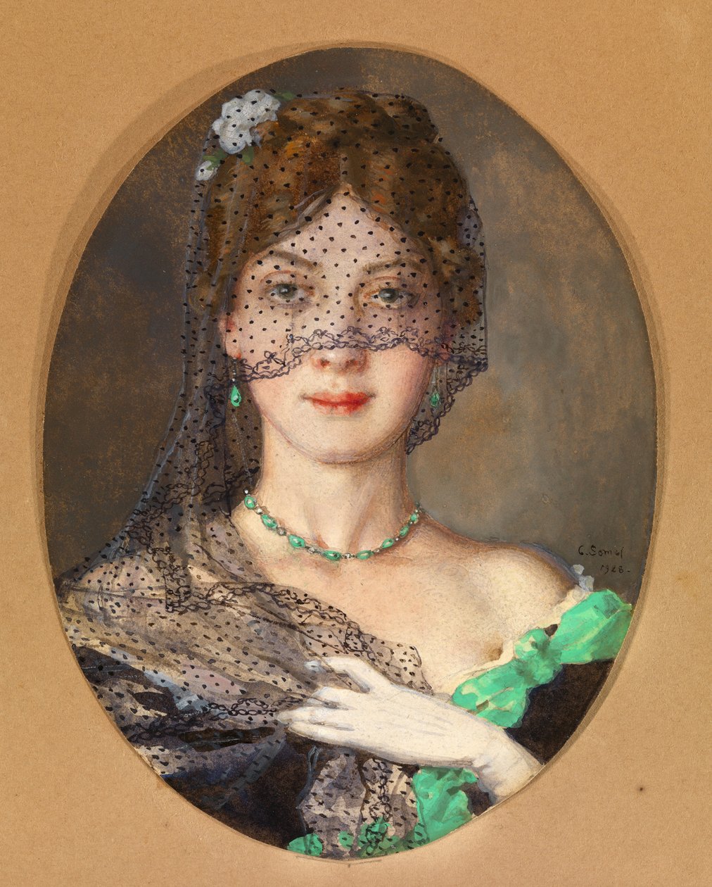 Nainen hunnun kanssa Manon Lescaut tekijältä Konstantin Andreevic Somov