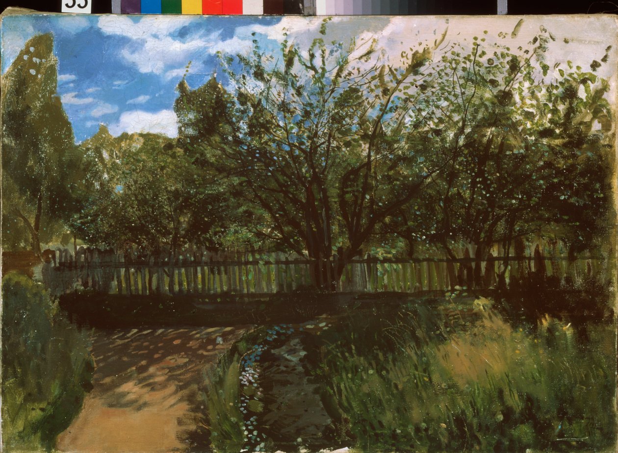 Pieni puutarha. Konstantin (Konstantin) Andrejevitš Somovin (1869-1939) maalaus öljy kankaalle tekijältä Konstantin Andreevic Somov