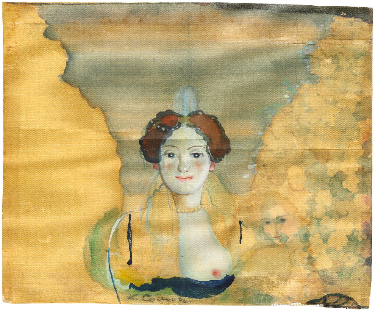 Nuori nainen puutarhan takana. tekijältä Konstantin Andreyevich Somov