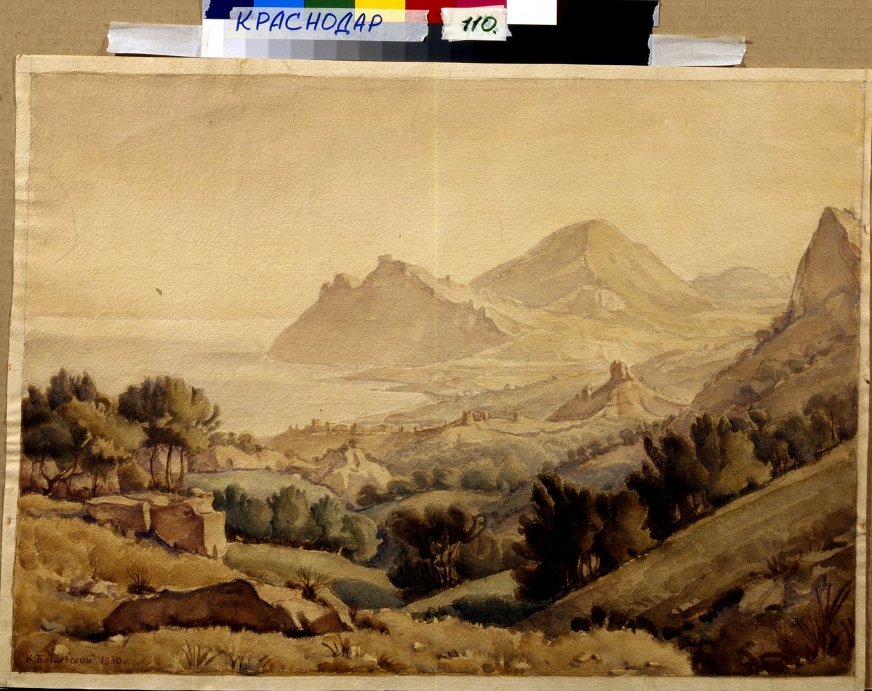 ""Vuorten maisema ja kaupungin rauniot"" (Muinainen kaupunki) Konstantin Bogajevskin (1872-1943) maalaus Koko 46x64 cm F Kovalenkon taidemuseo, Krasnodar tekijältä Konstantin Bogayevsky