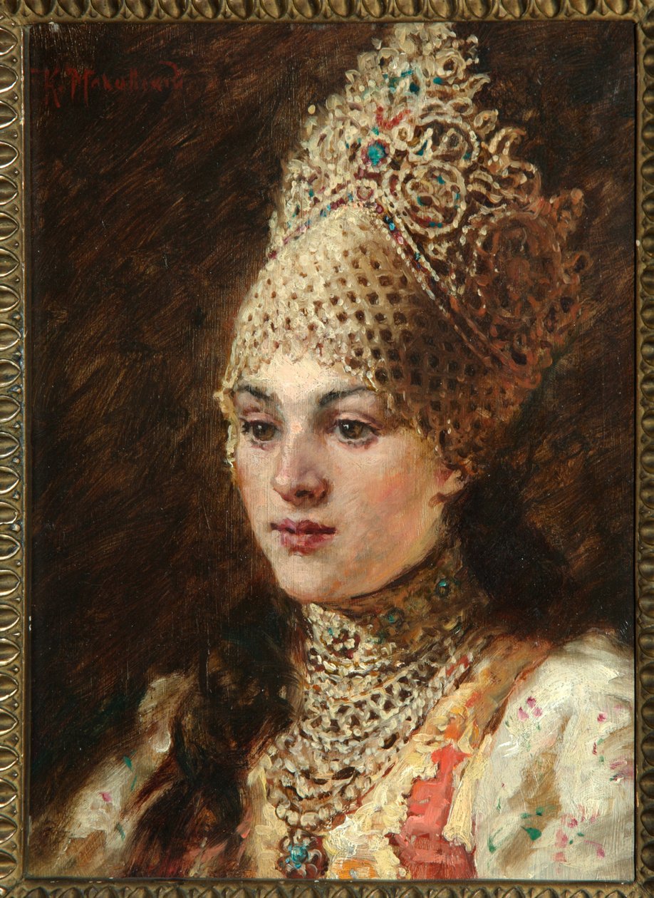 Femme boyard (boiard, boiar) - Peinture de Konstantin Yegorovich Makovsky (Constantin Makovski) (1839-1915), huile sur toile, vers 1890 - (Boyar