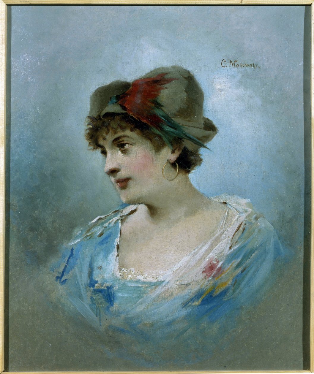Balerina Marie Petipan (1857-1930) muotokuva (Balettitanssija Marie Petitpan muotokuva). Maalaus Konstantin Jegorovich Makovski (Constantin Makovsky) (1839-1915), öljy kankaalle, noin 1900. 1900-luvun venäläistä taidetta. Valtion teatteri- ja museomuseo tekijältä Konstantin Egorovich Makovsky
