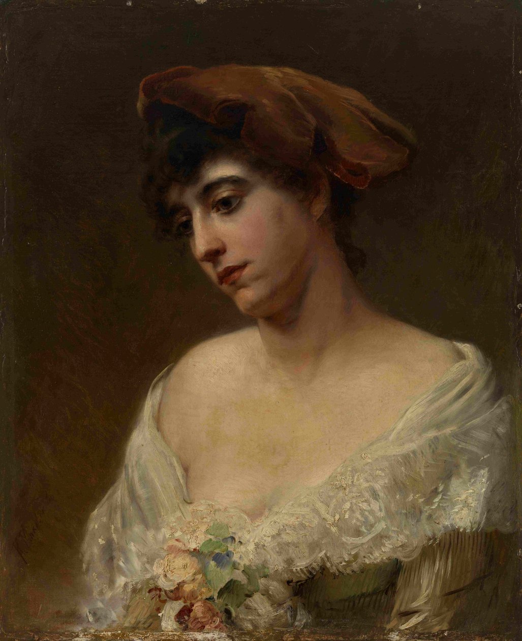 Nuori nainen punabaretissa tekijältä Konstantin Egorovich Makovsky