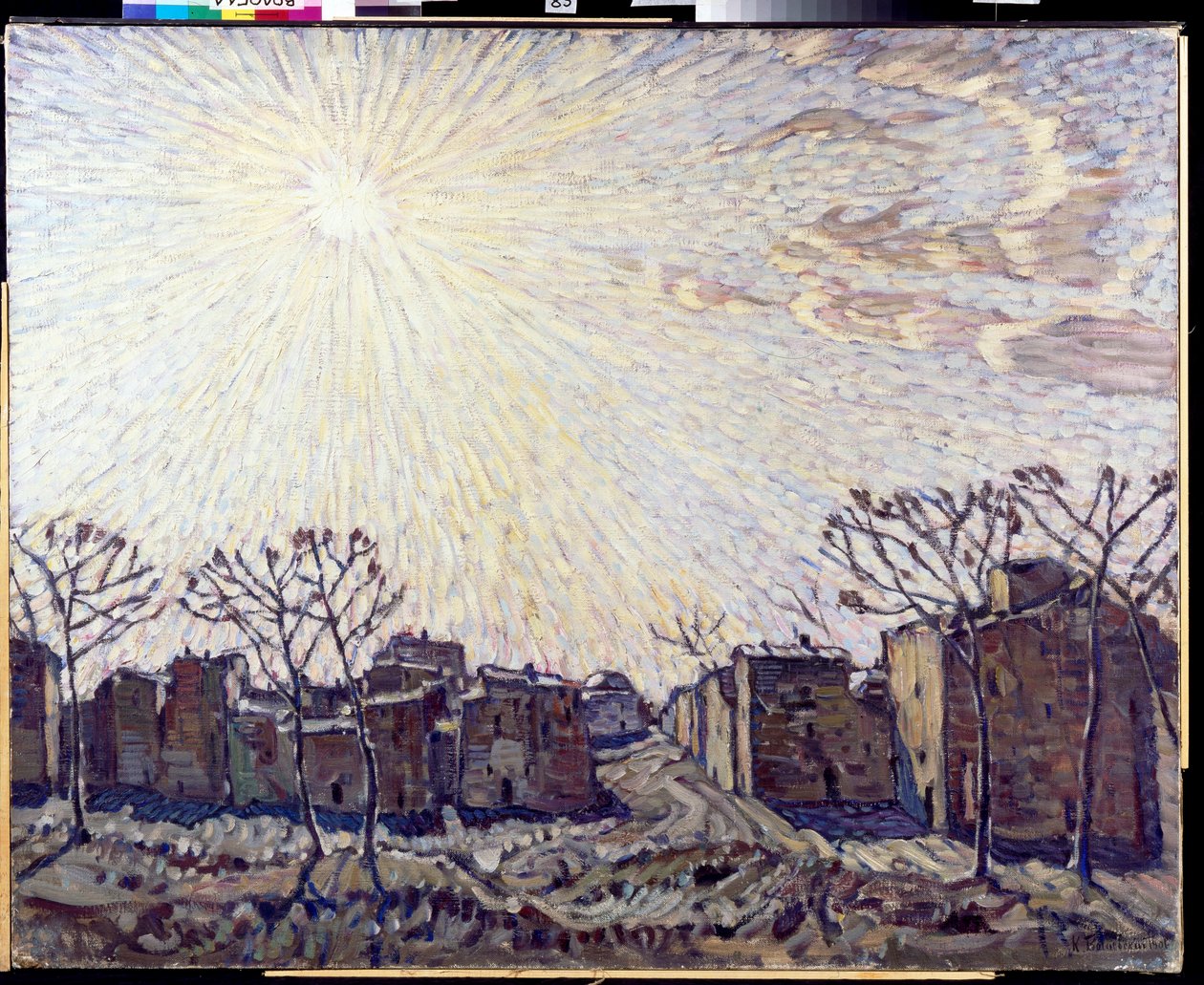 ""Aurinko" (Aurinko) Auringon säteiden kylpemä maisema - Konstantin Fjodorovitš Bogajevski (Constantin Bogaievsky) (1872-1943) maalaus 1906 Koko 111x138 cm Alueellinen taidegalleria, Vologda tekijältä Konstantin Fedorovich Bogaevsky