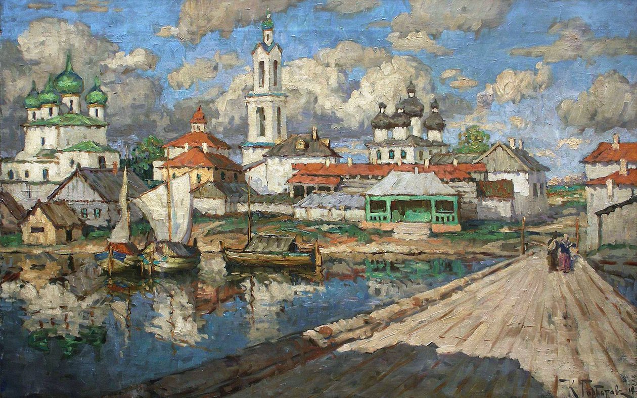 Näkymä vanhaan kaupunkiin, 1919. tekijältä Konstantin Ivanovich Gorbatov