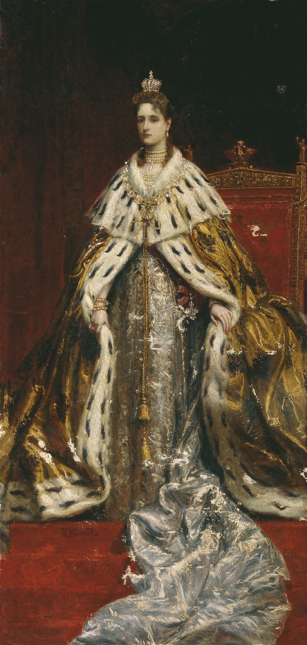 Muotokuva Aleksandra Feodorovnasta (Alix Hessenin) (1872-1918) tekijältä Konstantin Makovsky