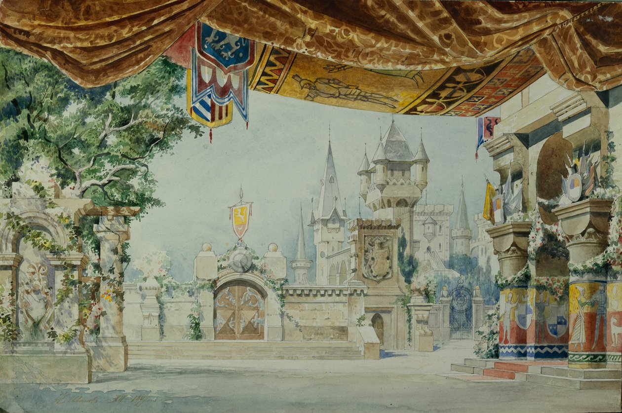 Lavastus A. Glazunovin balettiin Raimonda, 1899 tekijältä Konstantin Matveevich Ivanov