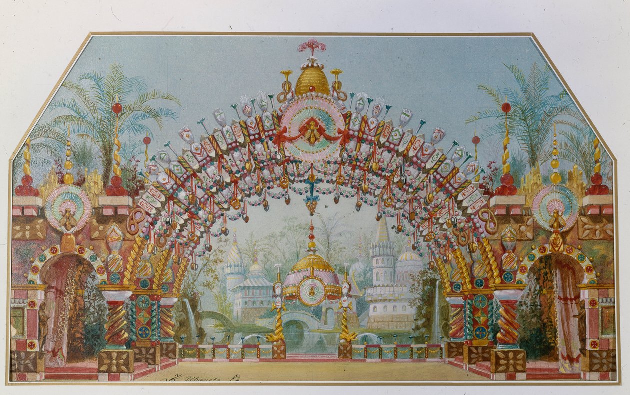 Lavastus P. Tšaikovskin baletille Pähkinänsärkijä, 1892 tekijältä Konstantin Matveevich Ivanov