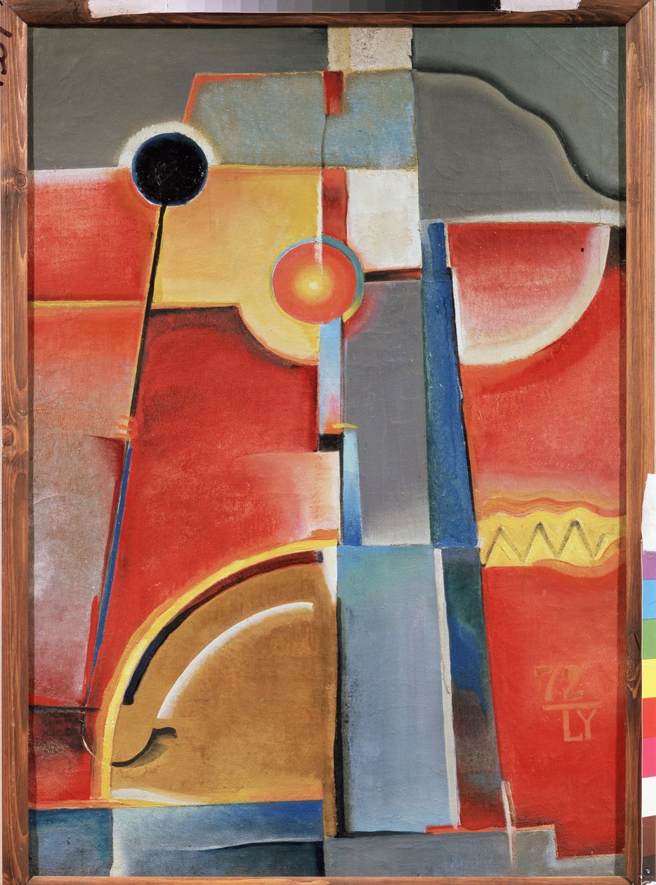 Rakennusvärit. (Värirakenne). Maalaus Konstantin Konstantinovich Medunetsky Medunetsky (Medunetsky, Medunetsky) (1899-1935), öljy kankaalle tekijältä Konstantin Medunetsky
