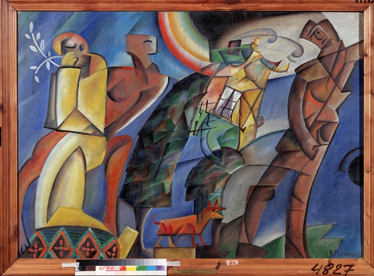 Loma). Maalaus Konstantin Konstatinovich Medunetsky (Medunetski, Medunetsky) (1899-1935), öljy kankaalle, noin 1920. Venäläinen taide, avantgarde 1900-luku. Komin tasavallan kansallinen taidegalleria, Siktivkar (Venäjä) tekijältä Konstantin Medunetsky