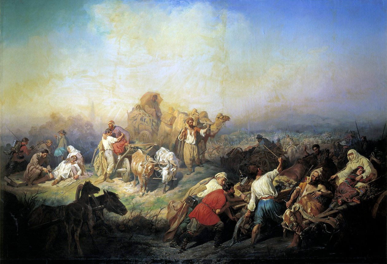 Sotatie Sevastopolin ja Simferopolin välillä Krimin sodan aikana, 1858. tekijältä Konstantin Nikolayevich Filippov
