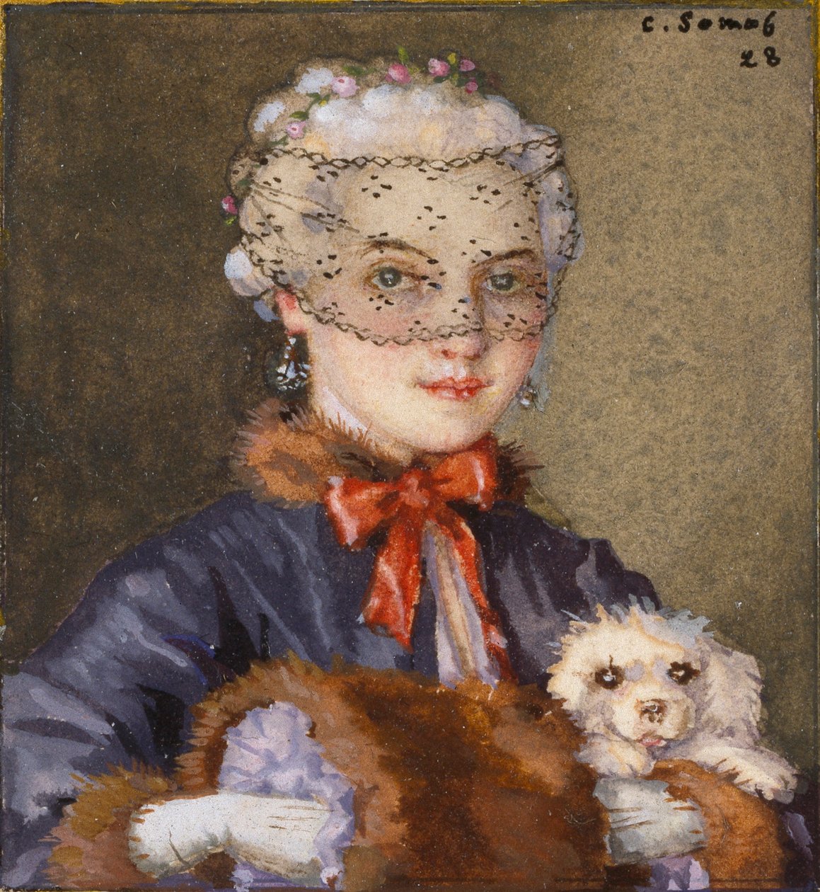 Nainen koiran kanssa, 1928 tekijältä Konstantin Somov