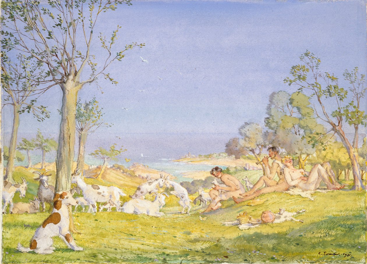 Paisatge amb pastors i cabres, 1931 finlandès tekijältä Konstantin Somov