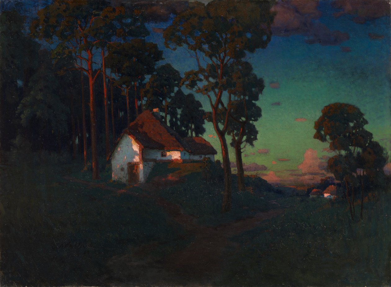 Kylä auringonlaskun aikaan, 1923 tekijältä Konstantin Wroblewski
