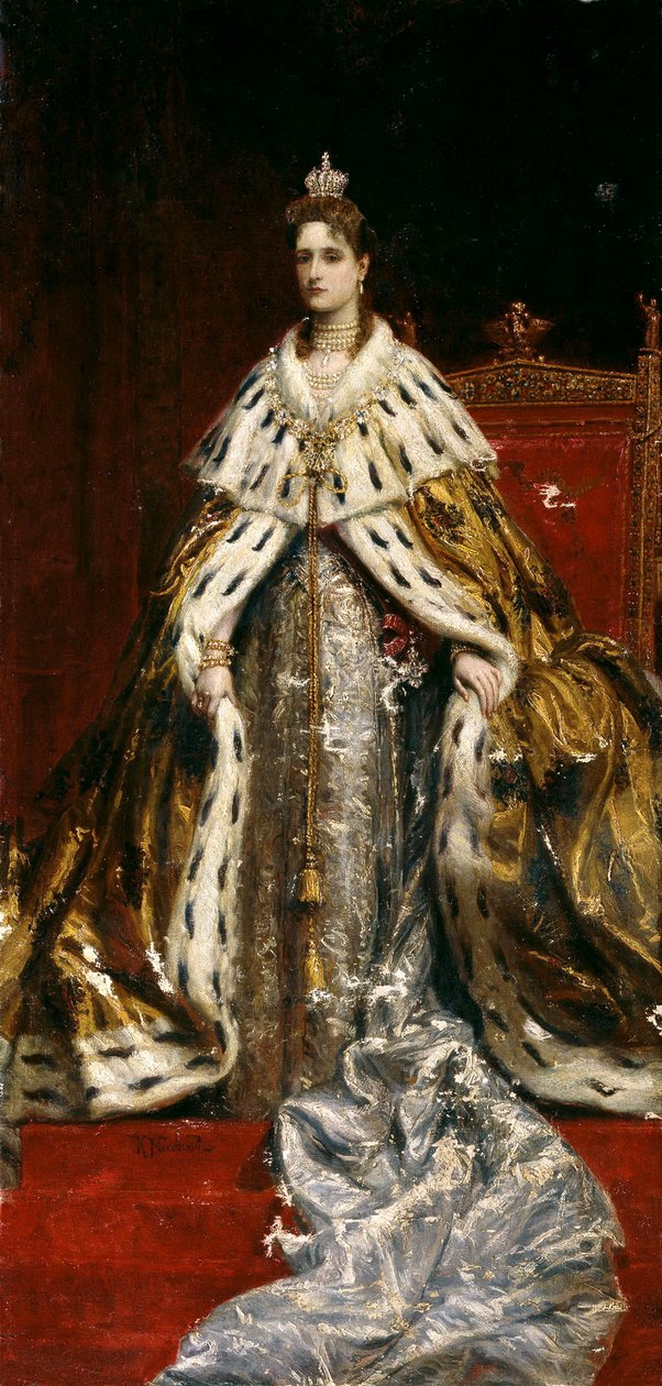 Venäjän keisarinna Aleksandra Fjodorovnan muotokuva 1872-1918, tsaari Nikolai II:n vaimo, 1890-luku. tekijältä Konstantin Yegorovich Makovsky
