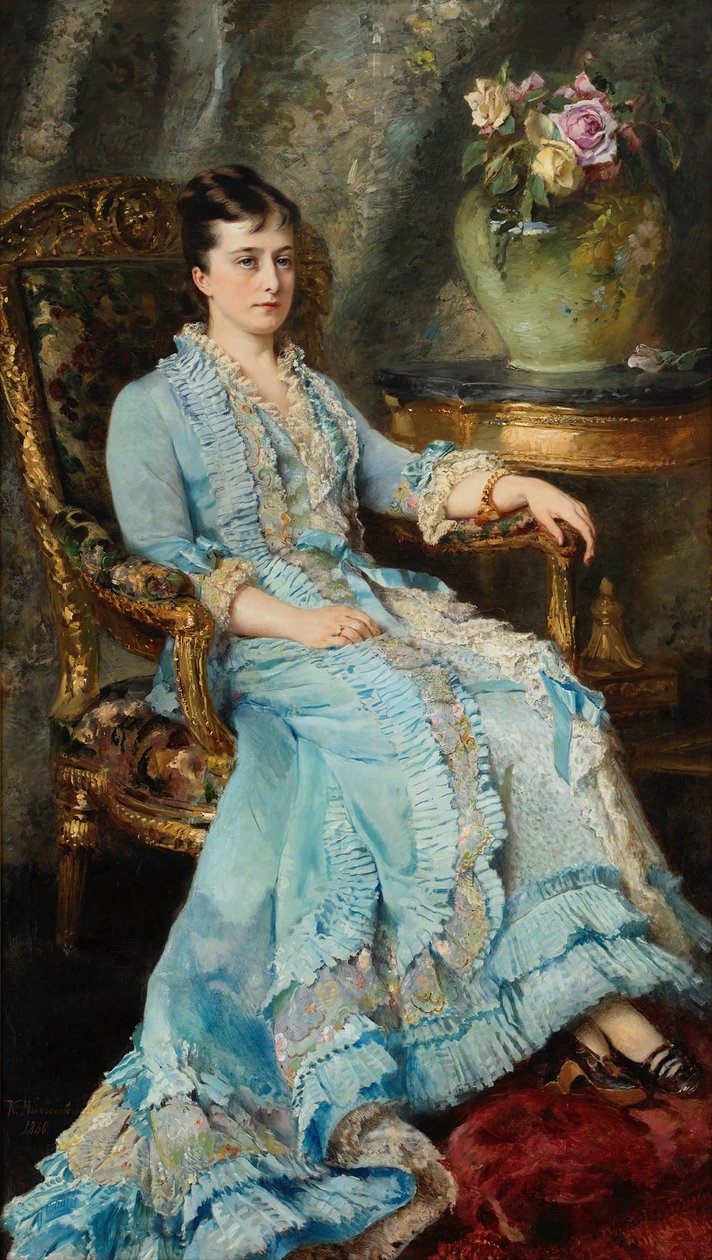 Prinsessa Ekaterina Mikhailovna Dolgorukovan muotokuva 1847-1922, 1880. tekijältä Konstantin Yegorovich Makovsky