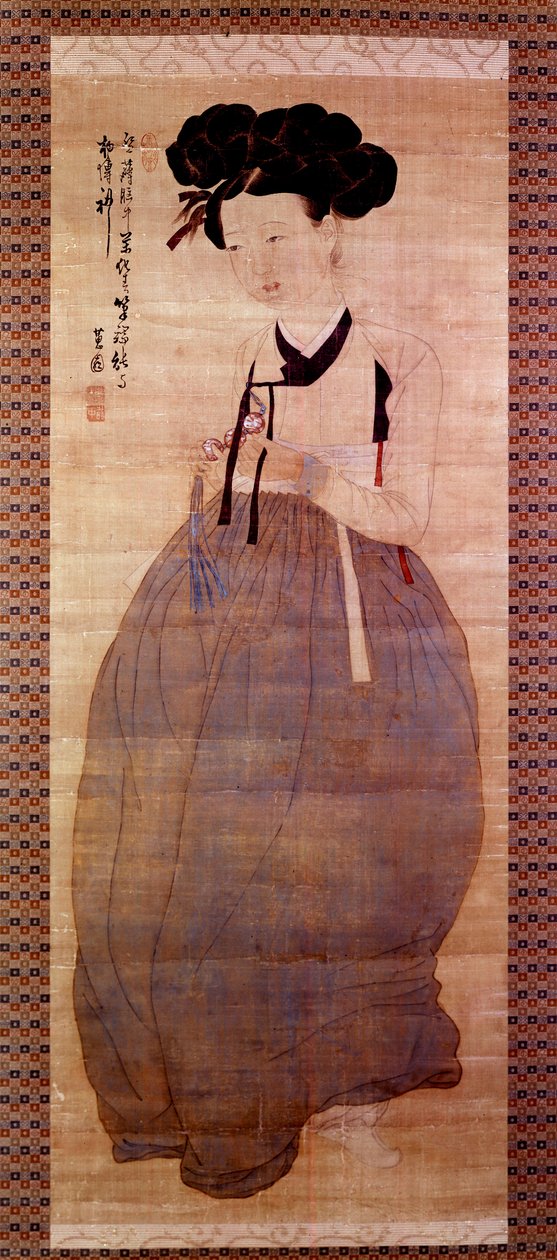 Art Coreen: Geishan muotokuva (korealainen tyttö geisha-asussa). Vedos vuodelta 1758. Yksityiskokoelma. tekijältä Korean School