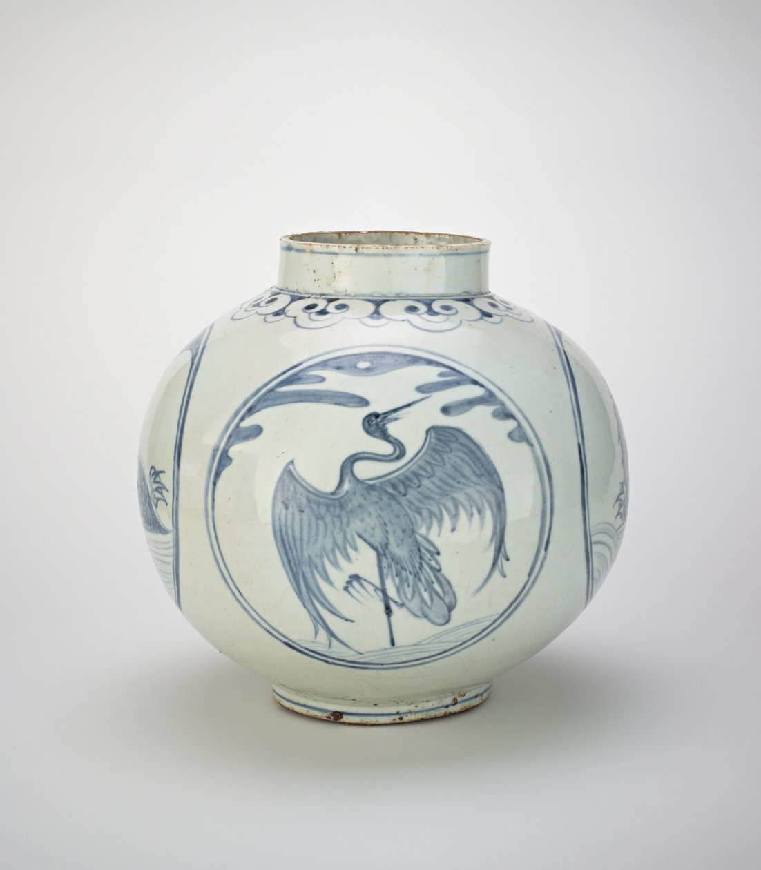 Purkki kilpikonnien ja kurkien kuvioilla, 1800-luku tekijältä Korean School