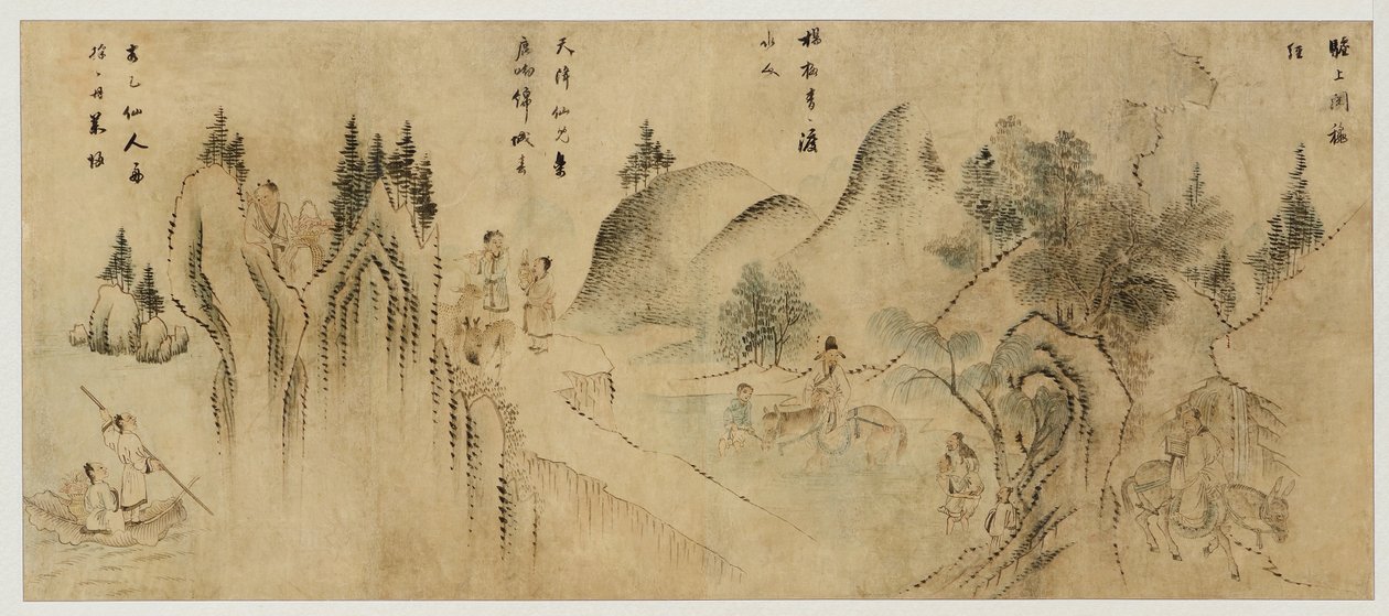 Maisema kuolemattomien kanssa, 1800-luvun loppu (muste ja väri paperille) tekijältä Korean School