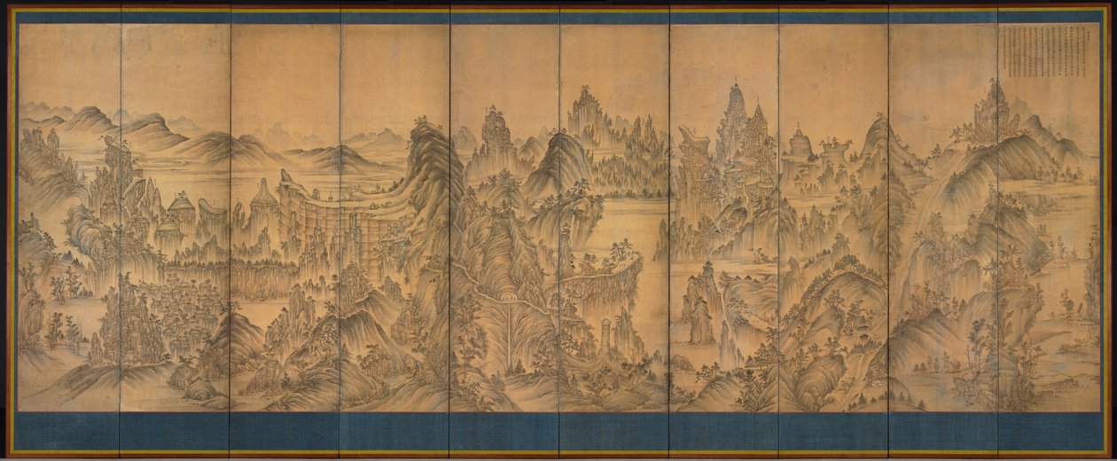 Seven Jeweled Mountain, Shunman, 1800-luvun loppu (muste ja väri silkillä) tekijältä Korean School