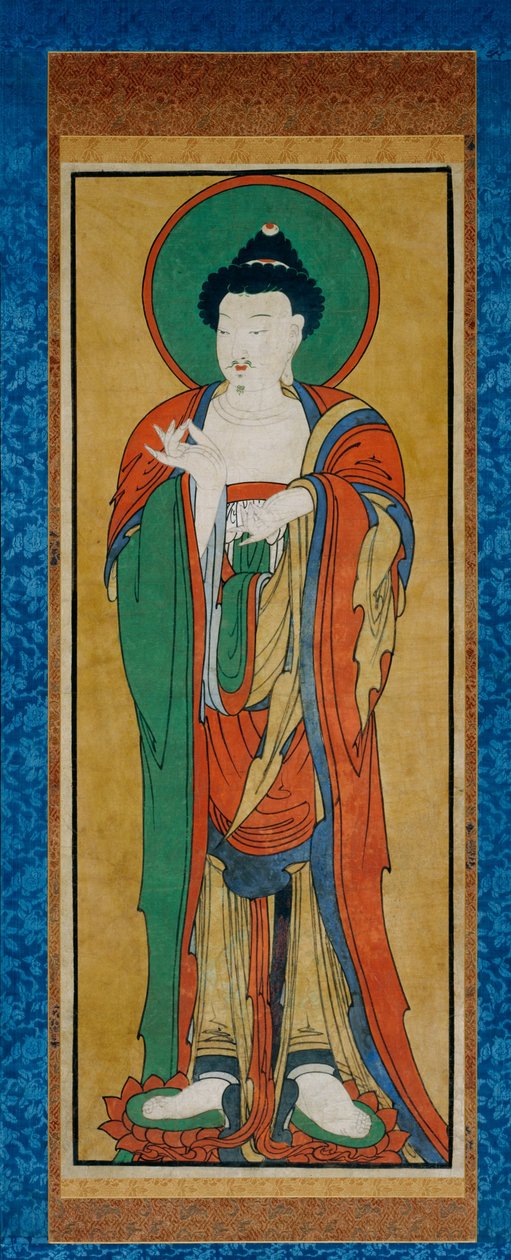 Tathagata Buddha, 1800-luvun loppu (riippuva rulla; muste ja väri paperille) tekijältä Korean School