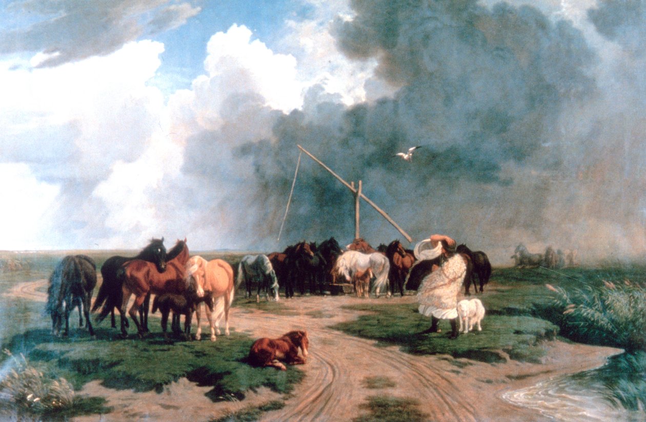 Hevoset myrskyssä, 1862 tekijältä Károly Lotz