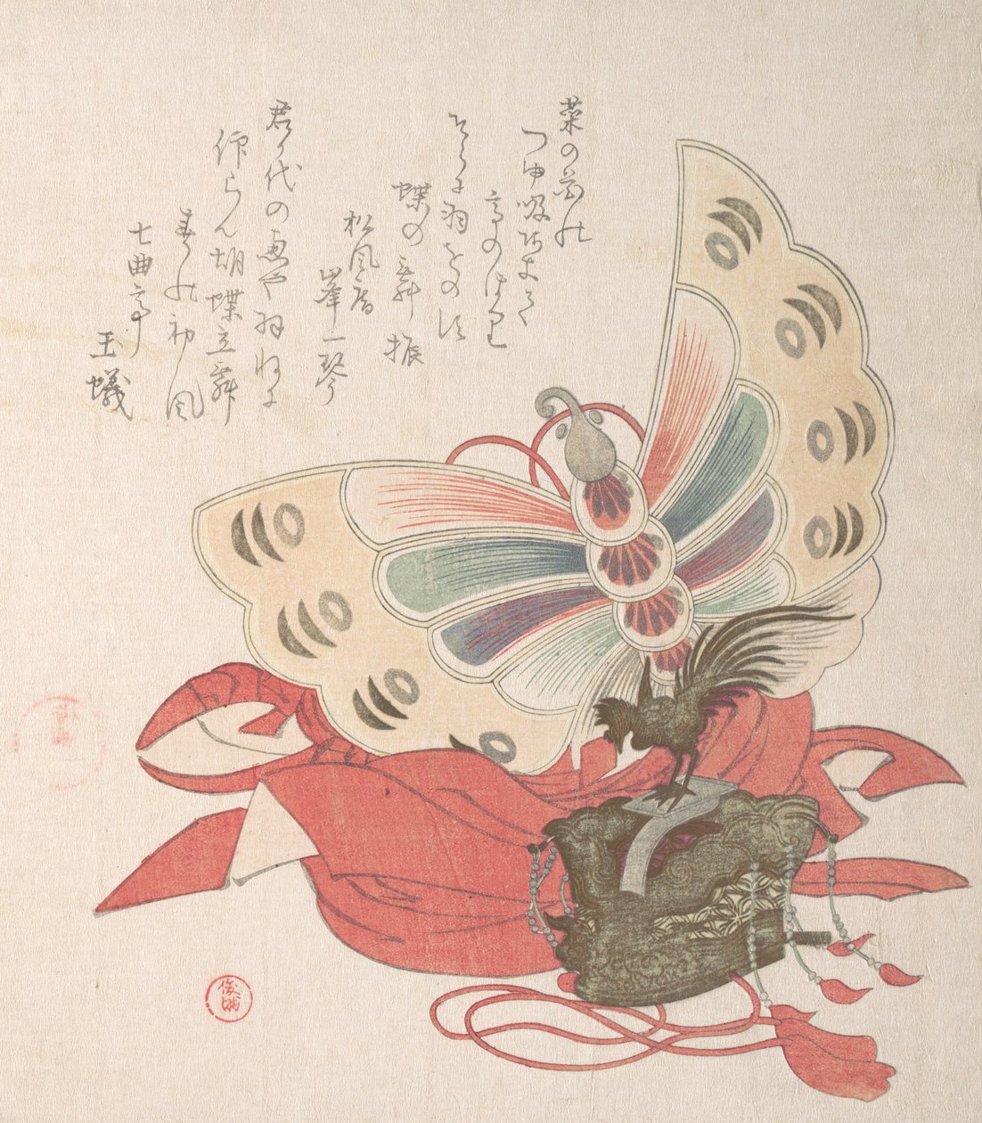 Spring Rain Collection Harusame shu, voi. 2: Perhosetanssin asu Kocho no ..., 1810-luku. tekijältä Kubo Shunman